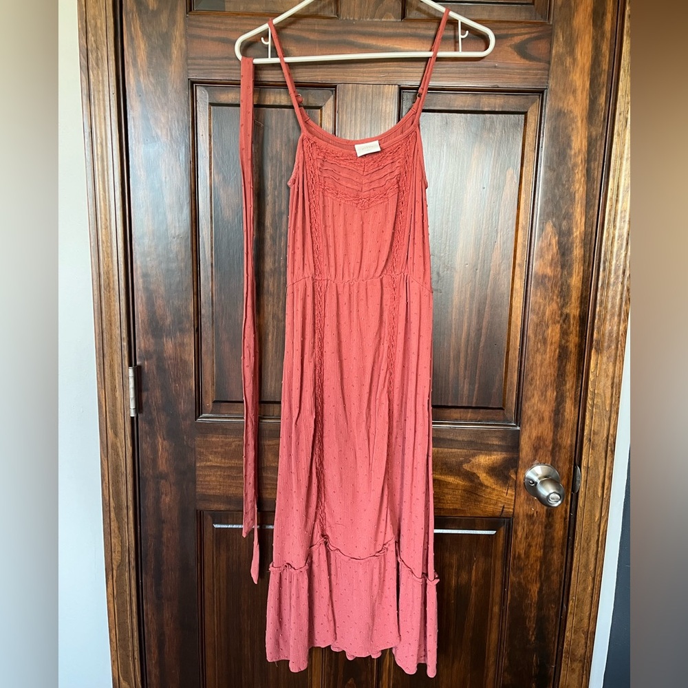 Knox Rose Terracotta Midi Dress with Adjustable Straps
